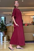 Made in Italy Summer Oscar Pure Cotton T Shirt Dress Bordeaux /14 =